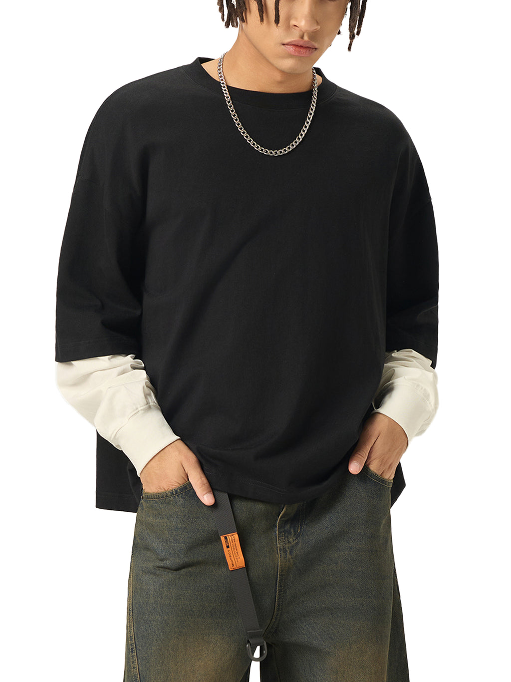 Layered Long Sleeve Cotton T-Shirt
