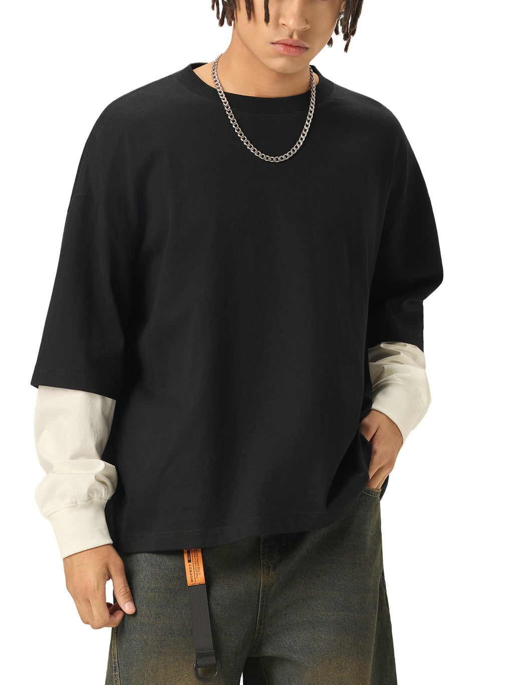 Layered Long Sleeve Cotton T-Shirt