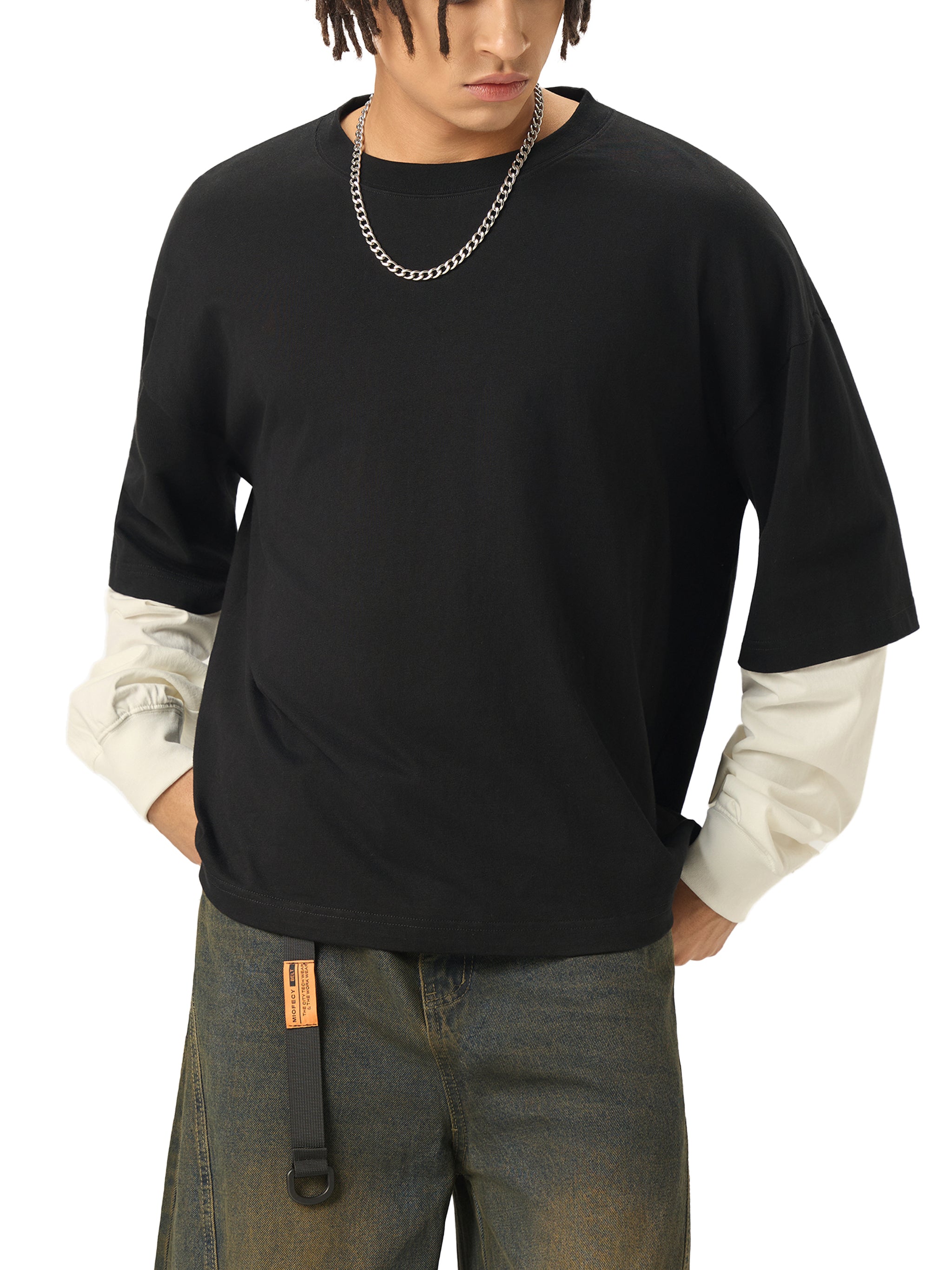 Layered Long Sleeve Cotton T-Shirt