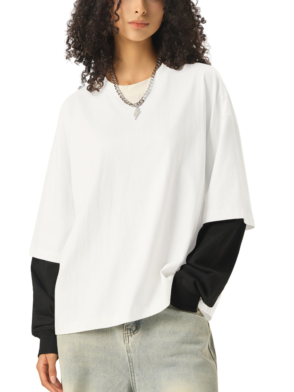 Layered Long Sleeve Cotton T-Shirt