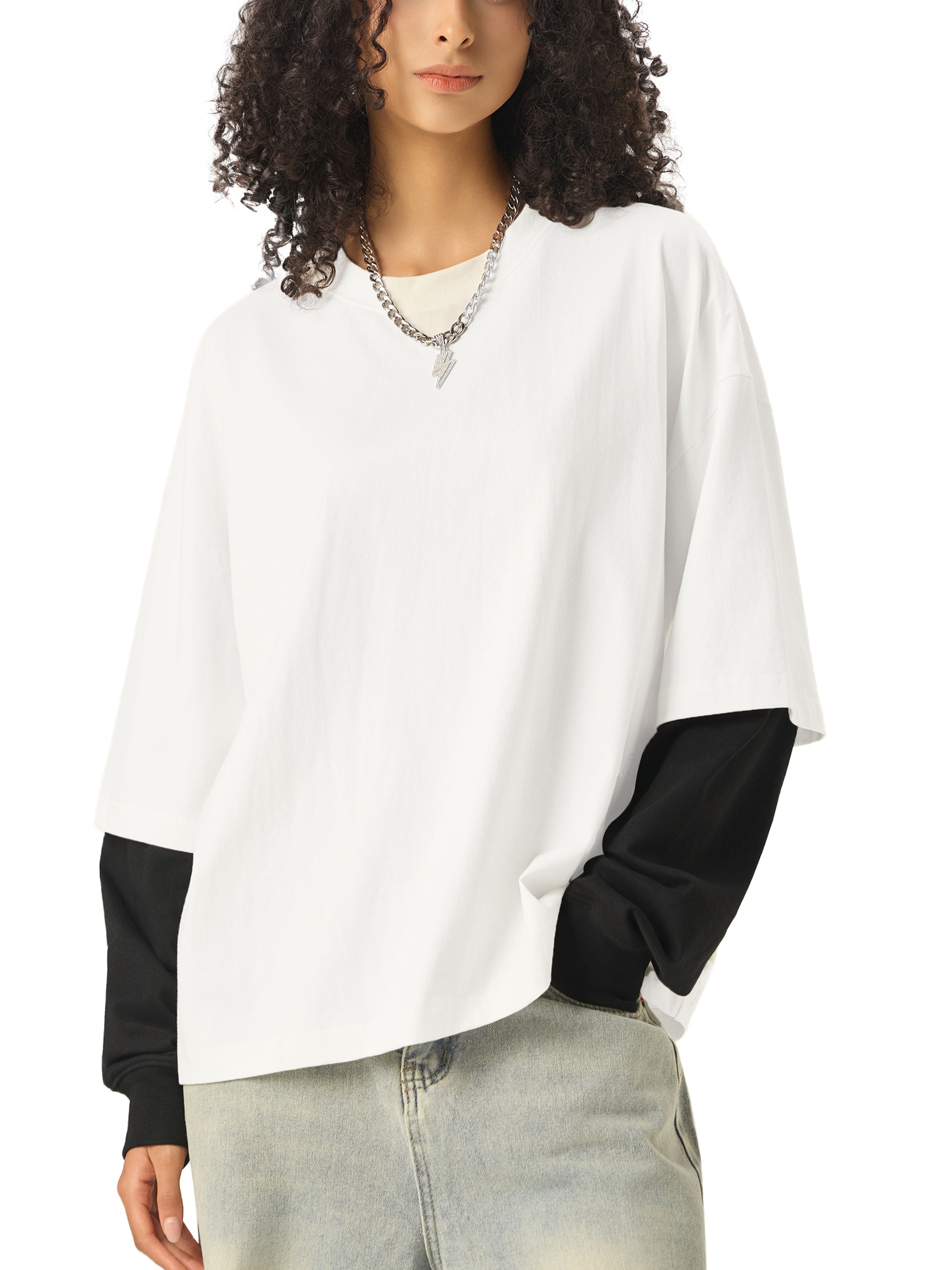 Layered Long Sleeve Cotton T-Shirt