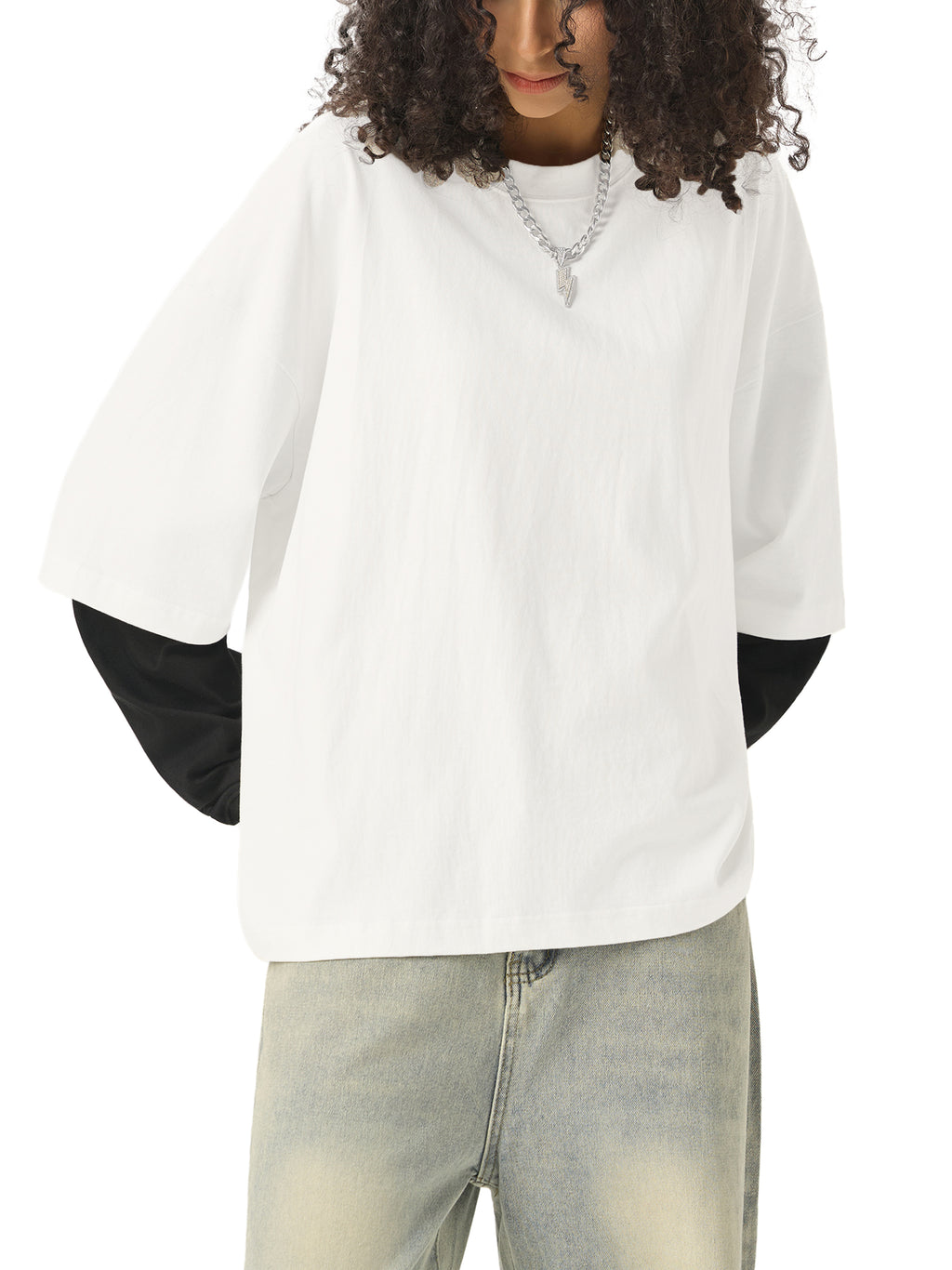 Layered Long Sleeve Cotton T-Shirt